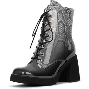 حذاء نسائي بكعب مكتنز ومقدمة مربعة ومنصة للكاحل برباط in Kuwait