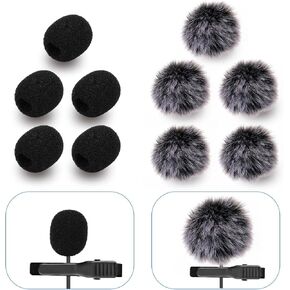 Microphone Cover Professional Lapel Headset Furry Windscreen & Foam Cover Set for Lavalier Lapel Microphone Windscreen Foam Cover Set in Saudi Arabia
