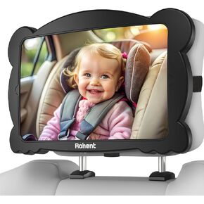 Baby Car Mirror 2-Pack for 2 Kids: Adjustable Car Seat Mirror for Baby Rear Facing Seat Easy Install on Headrest for Family with 2 Cars - Stable Clear Back Seat Mirror to See 2 Babies in 2 Seats