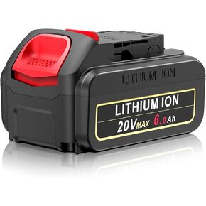 6.0Ah Replacement for Dewalt 20V Max Battery Compatible with Dewalt 20V Battery DCB200 DCB203 DCB204 DCB205 DCB206 N123283 N123282 DCD DCF DCG DCS DCK Series Cordless Power Tools(2 Pack)