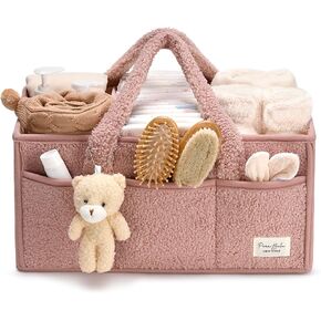PeraBella Baby Diaper Caddy Organizer, Large Diaper Organizer Caddy for Changing Table, Newborn Nursery Essentials Storage Baby Basket, Portable Car Diaper Caddy Basket, Baby Shower Gifts Girl and Boy