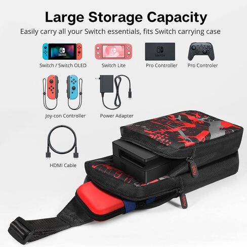 TNP Switch Bag, Travel Bag Compatible with Nintendo Switch & Switch Lite - Shoulder Bag Travel Case Cute Portable Carrying Backpack for Animal Crossing Games Accessories Console & Dock Charger - Green in Saudi Arabia