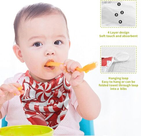 Folklore Elves Muslin Burp Cloths Baby Burp Cloths for Boys Girls Christmas Snowflake Baby Muslin Washcloths Baby Essentials for Newborn Soft Absorbent 12x12in,3 Pack in Saudi Arabia