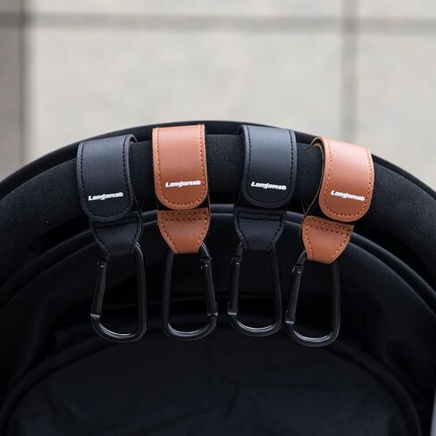 （2-Brown）Baby Stroller Hooks Clip or Hanging Diaper Bag Universal Hooks Accessories for Stroller and Car or Shopping Cart in Kuwait