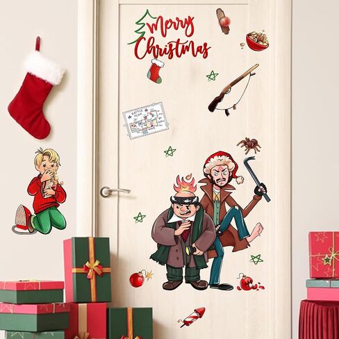 Mfault Merry Christmas Jack Skellington Wall Decals Stickers, Magenta Xmas Moon Decorations Kids Bedroom Art, Funny New Year 2025 Party Home Kitchen Decor Holiday Gift in Saudi Arabia