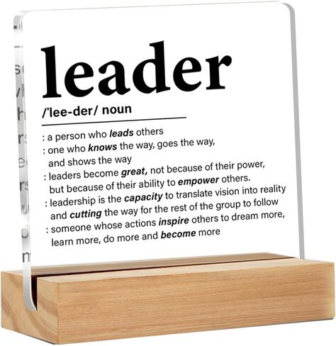 Leader Gifts for Women Men, Leadership Gifts Leadership Definition Clear Acrylic Desk Decorative Sign for Home Office, 4 x 4 Inches in Saudi Arabia