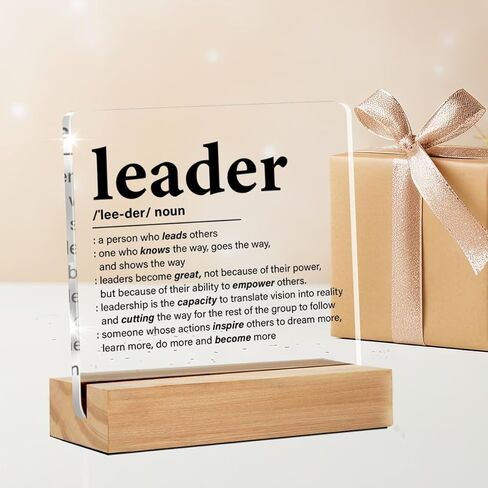 Leader Gifts for Women Men, Leadership Gifts Leadership Definition Clear Acrylic Desk Decorative Sign for Home Office, 4 x 4 Inches in Saudi Arabia