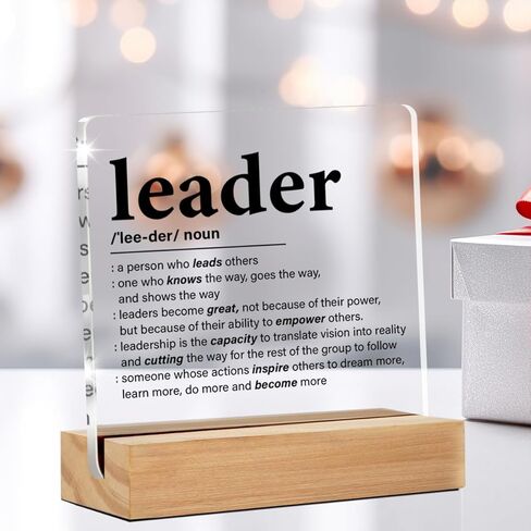 Leader Gifts for Women Men, Leadership Gifts Leadership Definition Clear Acrylic Desk Decorative Sign for Home Office, 4 x 4 Inches in Saudi Arabia