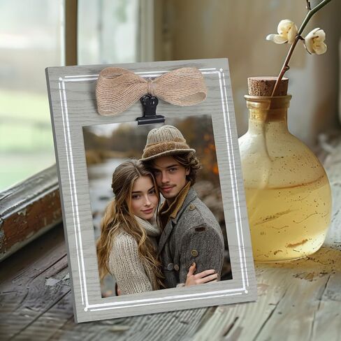 EYMPEU Rustic Willow Wood Picture Frame 5x7, Unique Boho 5 x 7 Real Glass Cover Picture Frame with Decor Cotton Rope,Wall and Tabletop Display Bohemian picture frames 5 by 7 in Saudi Arabia