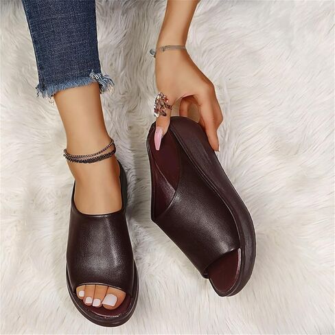 Women's Slip-On Platform Wedge High Heel Sandals Soft Lightweight Casual Open Toe Fish Mouth Summer Beach Walking Slippers in Saudi Arabia
