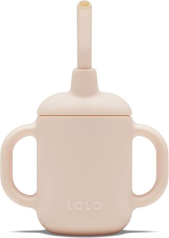 Lalo Little Cup, Non-Toxic Silicone Straw Cup with Handles - Baby and Toddler Sippy Cup - Mini Cup and Straw Training System, 4oz, Olive in Kuwait