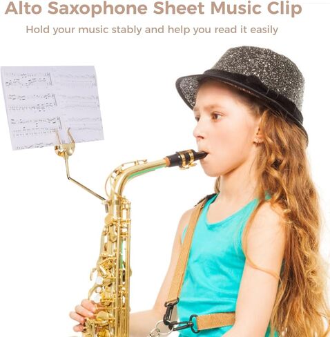 Alto Saxophone Sheet Music Clip, Vertical Marching Music Holder with Cleaning Cloth for Tenor Saxophone, Alto Tenor Sax Music Lyre Replacement, Durable Sax Clip for Beginners and Professionals in Saudi Arabia