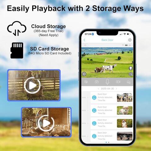 4G Cellular Wireless Surveillance Camera, Solar Battery Powered Outdoor Cameras for Home Security, 360 View, 2-Way Talk, 2K HD Color Night Vision, PIR Human Sensor, Cloud/ SD, Phone App Alerts, 2 pack in Saudi Arabia