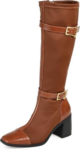 Journee Collection Womens Gaibree Tru Comfort Foam Wide Calf Stacked Heel Knee High Boots Black 8.5 Wide Womens US in Saudi Arabia