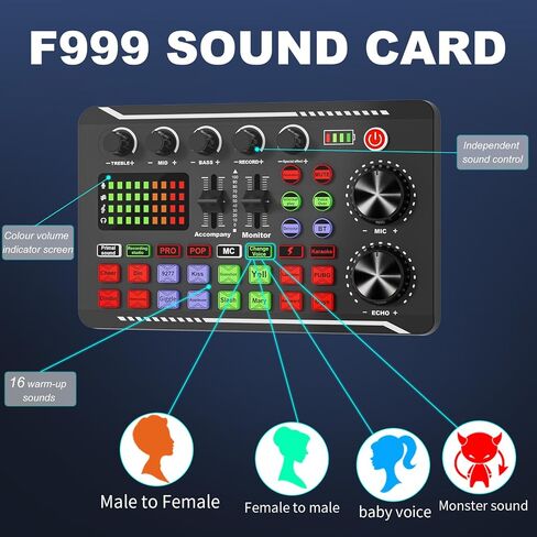 F999 Podcast Equipment Bundle for 2,DJ Mixer with BM800 Podcast Microphone Bundle Studio Condenser Microphone Perfect for Podcasting, Recording, Singing, TikTok Live Vlog,Streaming and Gaming in Saudi Arabia