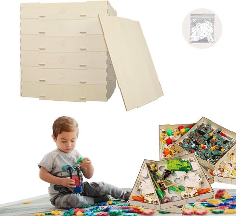 6 صواني فارز صندوق المغربل لكتل ​​البناء، لعبة تخزين كتلة فارز منظم، 5 أحجام مختلفة فارز كتلة فارز المغربل تخزين الطوب لبنات البناء in Kuwait