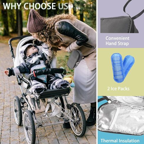 Insulated Breastmilk Cooler Bag with 2 Ice Packs - Breastmilk Cooler Organizer Bag for Daycare, Breastfeeding Mom Travel Outdoor in Saudi Arabia