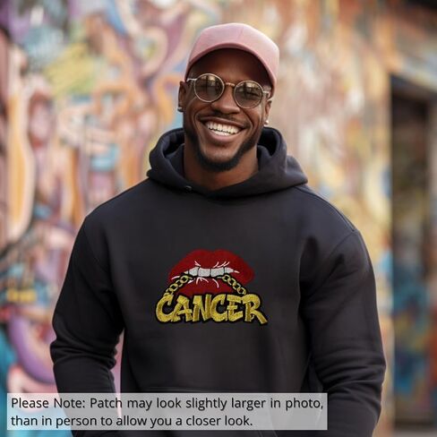 Poppin' Red Lip "Gemini" with Gold Metallic Chain, Size 4", Iron-On Embroidered Patch, Astrology Zodiac Patch, DIY in Kuwait