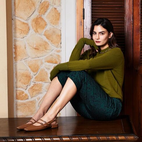 C.Paravano Slingback الصنادل المسطحة ماري جين الشقق مربع اصبع القدم كتلة كعب الصنادل الأشرطة قابل للتعديل الانزلاق على موضة فستان كاجوال الأحذية in Saudi Arabia