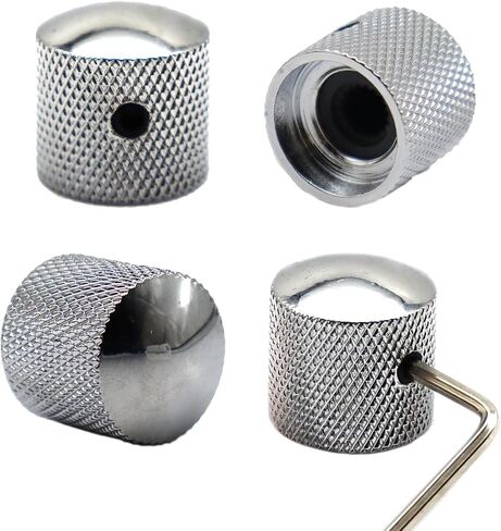 3pcs Metal Guitar Knobs, Electric Guitar Volume Tone Control Dome Knobs,for Fender Telecaster Gibson Les Paul Electric Guitar Bass, Fits 18 Coarse-Spline (Silver) in Saudi Arabia