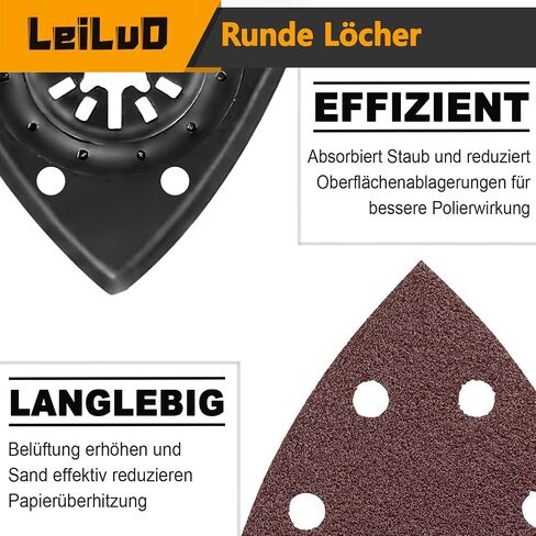 LEILUO 127 Pcs Oscillating Tool Sanding Pad Kit 4 Pcs 3-1/2 Inch Triangle Sanding Pads 120 Pcs Sandpaper 3Pcs Adapters Compatible with DeWalt Dremel Milwaukee and More in Kuwait