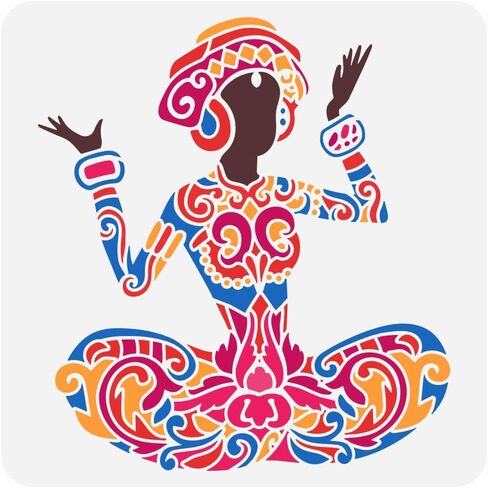 FINGERINSPIRE Skull Woman Painting Stencil 11.8x11.8 inch Reusable Zombie Girl Pattern Drawing Template DIY Skeleton Flower Woman Deoration Stencil for Painting on Wood Wall Fabric Paper Furniture in Saudi Arabia