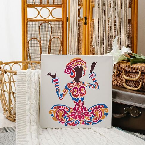 FINGERINSPIRE Skull Woman Painting Stencil 11.8x11.8 inch Reusable Zombie Girl Pattern Drawing Template DIY Skeleton Flower Woman Deoration Stencil for Painting on Wood Wall Fabric Paper Furniture in Saudi Arabia