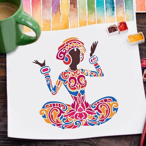 FINGERINSPIRE Skull Woman Painting Stencil 11.8x11.8 inch Reusable Zombie Girl Pattern Drawing Template DIY Skeleton Flower Woman Deoration Stencil for Painting on Wood Wall Fabric Paper Furniture in Saudi Arabia