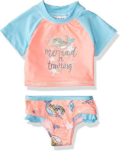 Girls Baby Two Piece Rashguard Set with Ruffle Trim in Kuwait