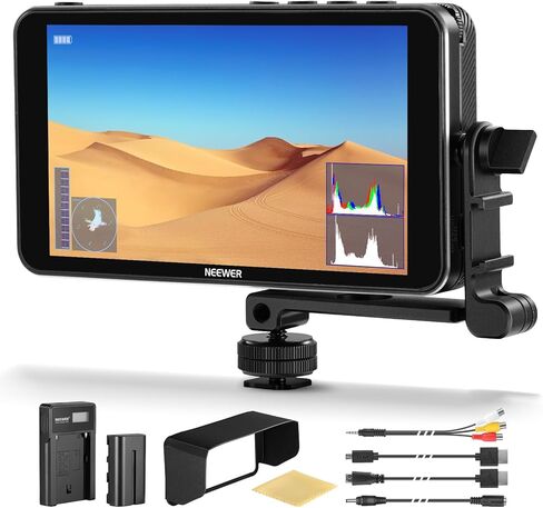 NEEWER F500 5.5 Inch Camera Field Monitor, HDR Touch Screen with 3D LUT, Full HD 1920x1080 IPS 4K HDMI Loop in/Out DSLR Video Waveform Vector Scope Peaking Focus Assist, Battery & Charger Not Included in Saudi Arabia