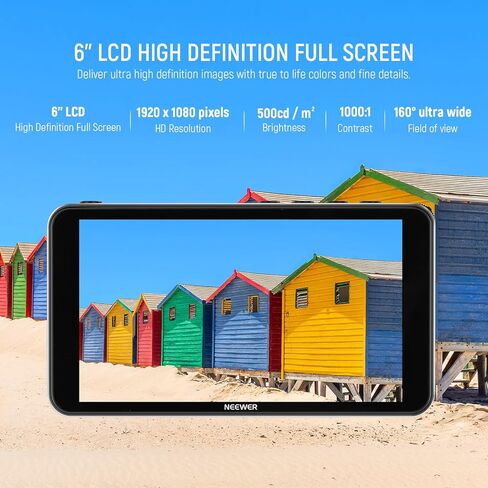 NEEWER F500 5.5 Inch Camera Field Monitor, HDR Touch Screen with 3D LUT, Full HD 1920x1080 IPS 4K HDMI Loop in/Out DSLR Video Waveform Vector Scope Peaking Focus Assist, Battery & Charger Not Included in Saudi Arabia