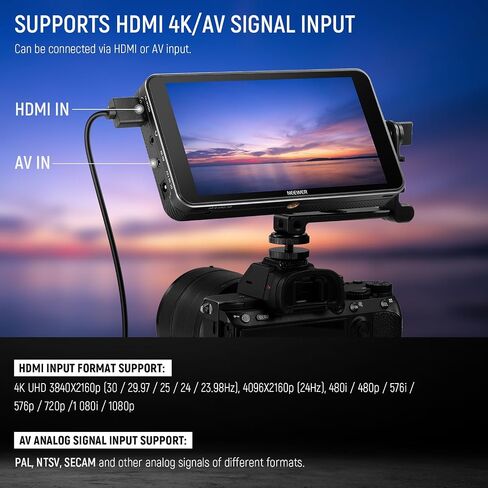 NEEWER F500 5.5 Inch Camera Field Monitor, HDR Touch Screen with 3D LUT, Full HD 1920x1080 IPS 4K HDMI Loop in/Out DSLR Video Waveform Vector Scope Peaking Focus Assist, Battery & Charger Not Included in Saudi Arabia