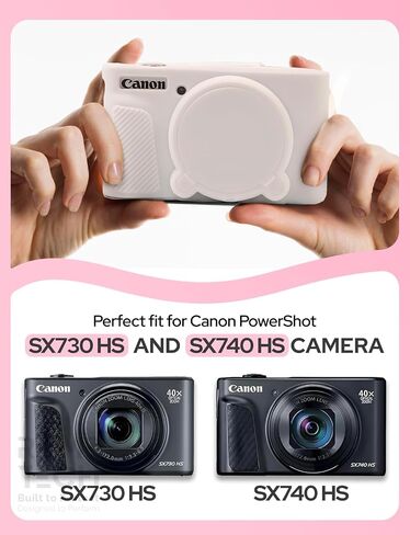 Camera Cover for Canon PowerShot SX730 HS, SX740 HS Digital Camera, Soft Silicone Protective Cover with Removable Lens Cap, Travel Camera Case for Photographers - Pink in Saudi Arabia