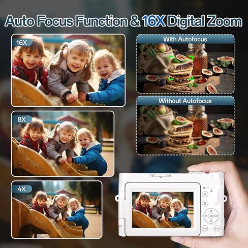 كاميرا رقمية بدقة 4K للتصوير الفوتوغرافي، وكاميرا تسجيل فيديو بتركيز تلقائي بدقة 48 ميجابكسل لليوتيوب مع شاشة قابلة للطي مقاس 3 بوصات بزاوية 180 درجة، وكاميرا سفر مدمجة مقاومة للاهتزاز بتكبير رقمي 16X مع بطاقة SD، وبطاريتين وحامل شحن in Saudi Arabia