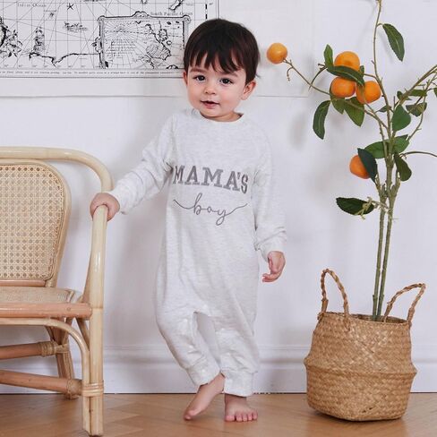 FOCUSNORM Newborn Baby Boy Fall Outfit Mamas Boy Embroidery Jumpsuit Long Sleeve Crewneck Romper Infant Boy Winter Clothes in Saudi Arabia