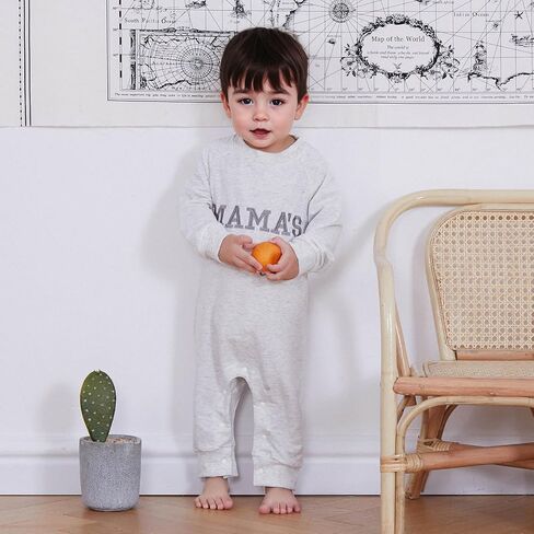 FOCUSNORM Newborn Baby Boy Fall Outfit Mamas Boy Embroidery Jumpsuit Long Sleeve Crewneck Romper Infant Boy Winter Clothes in Saudi Arabia