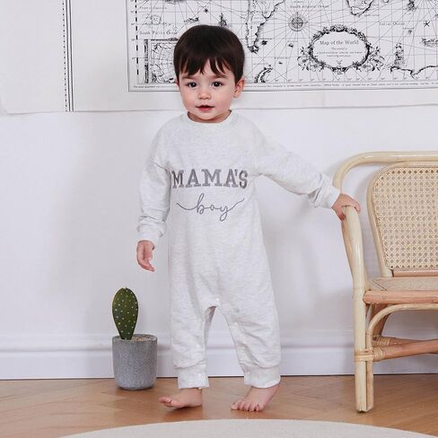 FOCUSNORM Newborn Baby Boy Fall Outfit Mamas Boy Embroidery Jumpsuit Long Sleeve Crewneck Romper Infant Boy Winter Clothes in Saudi Arabia