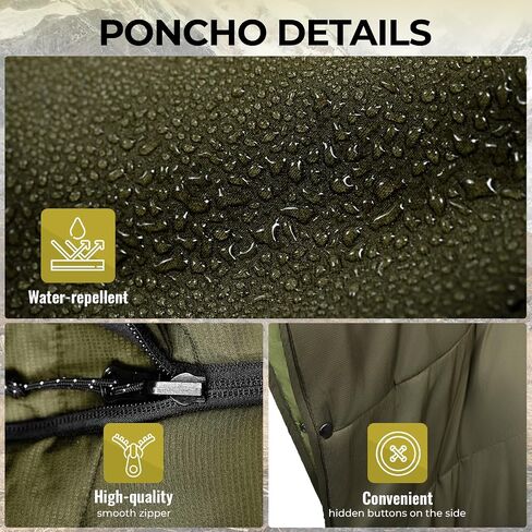 KingCamp Blanket Poncho Hooded Ultralight Water, Warm Camping Blanket Wearable Poncho Ultralight Compact, Camp Poncho Sleeping Bag (Black) in Kuwait