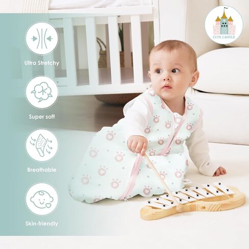 Cute Castle Baby Sleep Sack 0-6 Months - Lightweight 100% Cotton 2-Way Zipper TOG 0.5 Infant Wearable Blanket, Newborn Essentials Toddler Sleep Clothes, 3 Pack(Dark gray, Light gray, Bear) in Kuwait