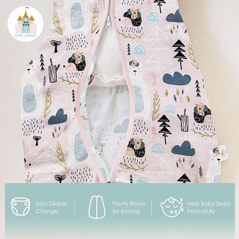 Cute Castle Baby Sleep Sack 0-6 Months - Lightweight 100% Cotton 2-Way Zipper TOG 0.5 Infant Wearable Blanket, Newborn Essentials Toddler Sleep Clothes, 3 Pack(Dark gray, Light gray, Bear) in Kuwait