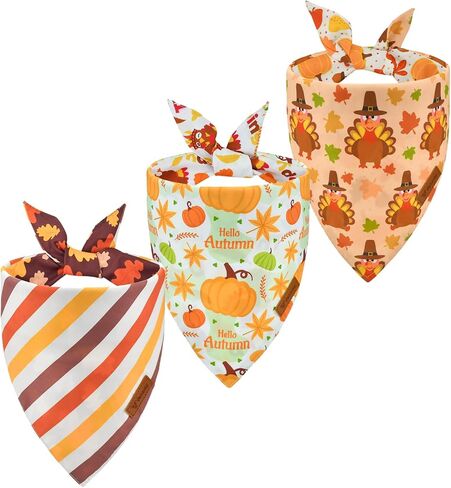 Vehomy 3-Pack Halloween Dog Bandana Pet Halloween Bandanas Reversible Dog Cat Halloween Bandanas Triangle Scarfs Bibs with Spiders Bats Pumpkins Patterns for Puppy Kitten Small Medium Large Dogs in Kuwait