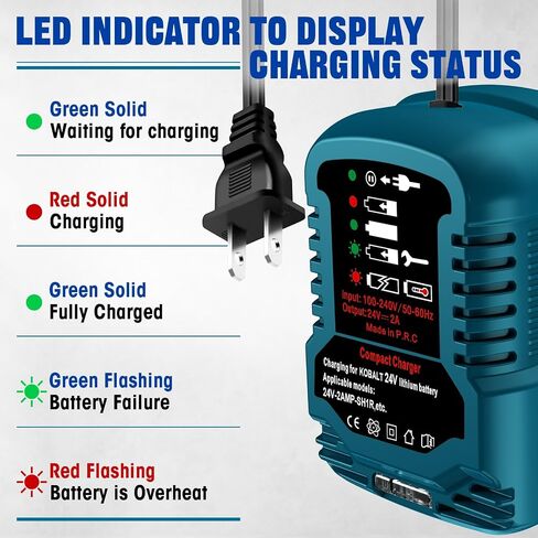 Fast Charger for Snow Joe & Sun Joe 24V Battery Charger Compatible with Snow Joe & Sun Joe 24V Lithium Battery 24BAT-LTX 24VBAT-LTW 24VBAT-LTE 24VBAT-LT in Kuwait