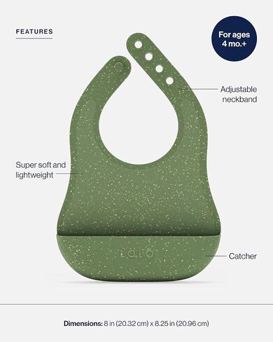 Lalo The Bib - Waterproof, Non-Toxic Silicone Baby Bib with Adjustable Neck Band & Silicone Food Pouch Catcher, Set of 2 - Olive in Saudi Arabia