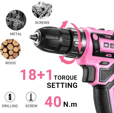 Power Drill Cordless: DEKO PRO Green Cordless Drill 20V Electric Power Drill Set Tool for Women Drills Cordless with Battery and Charger Drill Driver 20 Volt Drill Driver Kit in Kuwait