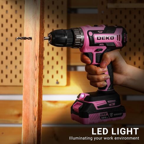 Power Drill Cordless: DEKO PRO Green Cordless Drill 20V Electric Power Drill Set Tool for Women Drills Cordless with Battery and Charger Drill Driver 20 Volt Drill Driver Kit in Kuwait