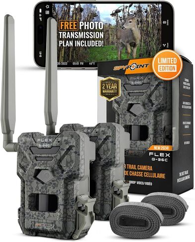SPYPOINT Flex G-36 Camo - Outdoor Cellular Trail Camera,1080p Video with Sound, 36 Megapixels, 0.3S Trigger Speed, 100 Flash and Detection Range with Improved Battery Life in Kuwait