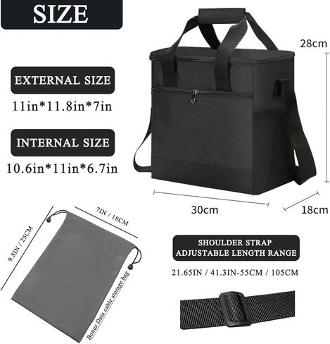Projector Bag, Projector Case with Cable Storage Bag Large Capacity with Adjustable Strap & Handles Front Pocket & Double Side Pocket Projector Travel Carrying Bag Compatible with Most Projectors in Kuwait