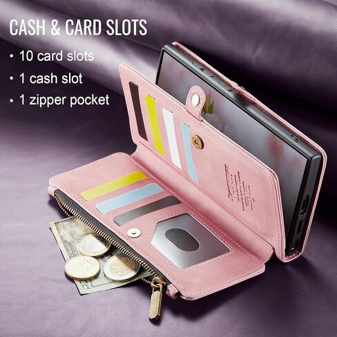 Defencase Compatible with Galaxy Note 9 Case Wallet with RFID Blocking Card Holder for Women Men, PU Leather Magnetic Snap Flip Zipper Strap Phone Case Fit for Samsung Galaxy Note 9, Black in Kuwait