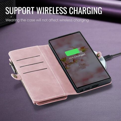 Defencase Compatible with Galaxy Note 9 Case Wallet with RFID Blocking Card Holder for Women Men, PU Leather Magnetic Snap Flip Zipper Strap Phone Case Fit for Samsung Galaxy Note 9, Black in Kuwait