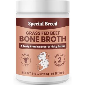 19oz Bone Broth Powder for Dogs and Cats - 192 Scoops - Dog and Cat Food Topper, Grass Fed Beef Broth Supplement